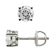 14K White Gold Basket Style 1.00cttw Diamond Stud Earrings