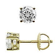 18K Yellow Gold Basket Style 1.00cttw Diamond Stud Earrings