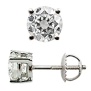 14K White Gold Basket Style 1.50cttw Diamond Stud Earrings