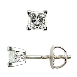 18K White Gold Scrollwork Style Stud Earrings : 0.33 cttw Diamonds