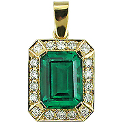 18K Yellow Gold 2.50cttw Emerald & Diamond Pendant