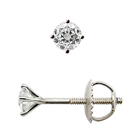 18K White Gold Martini Style Stud Earrings : 0.20 cttw Diamonds