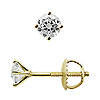 Martini Style Round Diamond G-H/SI Stud Earrings, 4 Prongs - 18K Yellow Gold