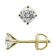 18K Yellow Gold Martini Style 1.00cttw Diamond Stud Earrings