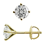 18K Yellow Gold Martini Style 1.50cttw Diamond Stud Earrings
