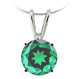 14K White Gold Solitaire Pendant : 1.00 cttw Emerald