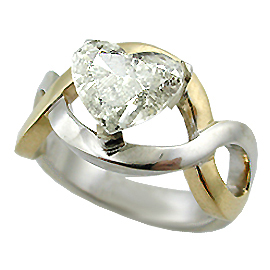 18K Two Tone Solitaire Ring : 2.01 ct Diamond