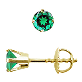 14K Yellow Gold Stud Earrings : 0.50 cttw Emeralds