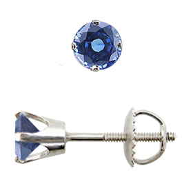 14K White Gold Stud Earrings : 0.62 cttw Blue Sapphires