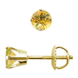 14K Yellow Gold Stud Earrings : 0.62 cttw Yellow Sapphires