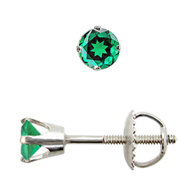 14K White Gold Stud Earrings : 0.25 cttw Emeralds