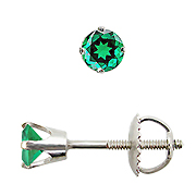 14K White Gold 0.25cttw Emerald Earrings