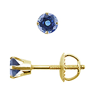 14K Yellow Gold Crown 0.25cttw Blue Sapphire Earrings