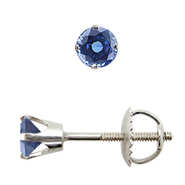 14K White Gold Crown Stud Earrings : 0.25 cttw Blue Sapphires