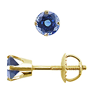 14K Yellow Gold Crown 0.50cttw Blue Sapphire Earrings