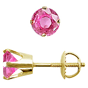 14K Yellow Gold Crown 1.50cttw Pink Sapphire Earrings