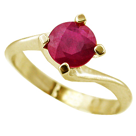 18K Yellow Gold Solitaire Ring : 1.00 ct Ruby