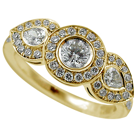 18K Yellow Gold Multi Stone Ring : 0.55 cttw Diamonds