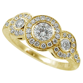 18K Yellow Gold Multi Stone Ring : 0.83 cttw Diamonds