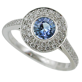 18K White Gold Multi Stone Ring : 0.89 cttw Sapphire & Diamonds