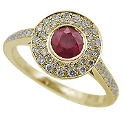 18K Yellow Gold 0.89cttw Ruby & Diamond Ring