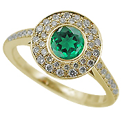 18K Yellow Gold 0.89cttw Emerald & Diamond Ring