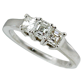 18K White Gold Three Stone Ring : 1.00 cttw Diamonds