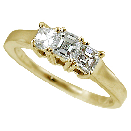 18K Yellow Gold Three Stone Ring : 1.00 cttw Diamonds