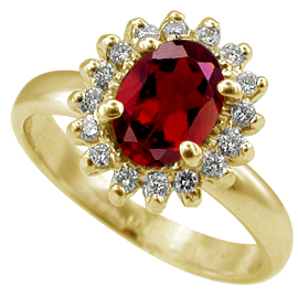 14K Yellow Gold Multi Stone Ring : 1.16 cttw Ruby & Diamonds