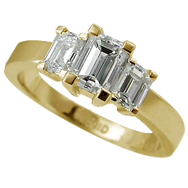 18K Yellow Gold Three Stone Ring : 1.00 cttw Diamonds