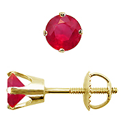 14K Yellow Gold 1.00cttw Ruby Earrings