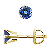 Crown Style Round Blue Sapphire Stud Earrings, 4 Prongs - 14K Yellow Gold