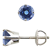 14K White Gold Crown 1.00cttw Blue Sapphire Earrings