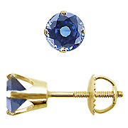 14K Yellow Gold Crown 1.00cttw Blue Sapphire Earrings