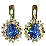 14K Yellow Gold 2.25cttw Sapphire & Diamond Earrings