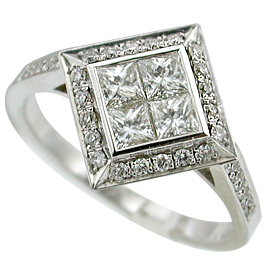 18K White Gold Multi Stone Ring : 0.64 cttw Diamonds