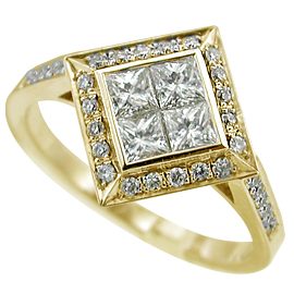 18K Yellow Gold Multi Stone Ring : 0.64 cttw Diamonds