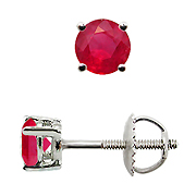 18K White Gold 0.75cttw Ruby Earrings