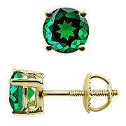 18K Yellow Gold 1.50cttw Emerald Earrings