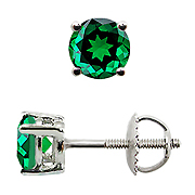 18K White Gold 1.00cttw Emerald Earrings