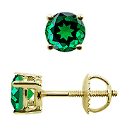18K Yellow Gold 1.00cttw Emerald Earrings