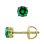 18K Yellow Gold 0.25cttw Emerald Earrings