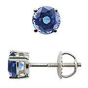 18K White Gold Basket 1.00cttw Blue Sapphire Earrings