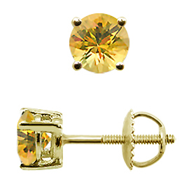 18K Yellow Gold Stud Earrings : 1.00 cttw Sapphires