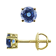 18K Yellow Gold Basket 0.75cttw Blue Sapphire Earrings