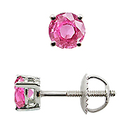 18K White Gold Basket 0.75cttw Pink Sapphire Earrings