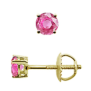 18K Yellow Gold Basket 0.25cttw Pink Sapphire Earrings