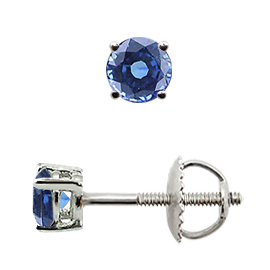 18K White Gold Basket Stud Earrings : 0.25 cttw Blue Sapphires