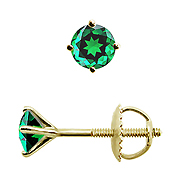 18K Yellow Gold 0.50cttw Emerald Earrings