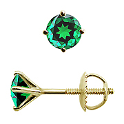 18K Yellow Gold 1.00cttw Emerald Earrings